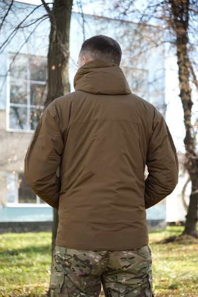Зимний микропуховик в цвете койот BR YWH с влагостойкой тканью и съемным капюшоном 18623 фото
